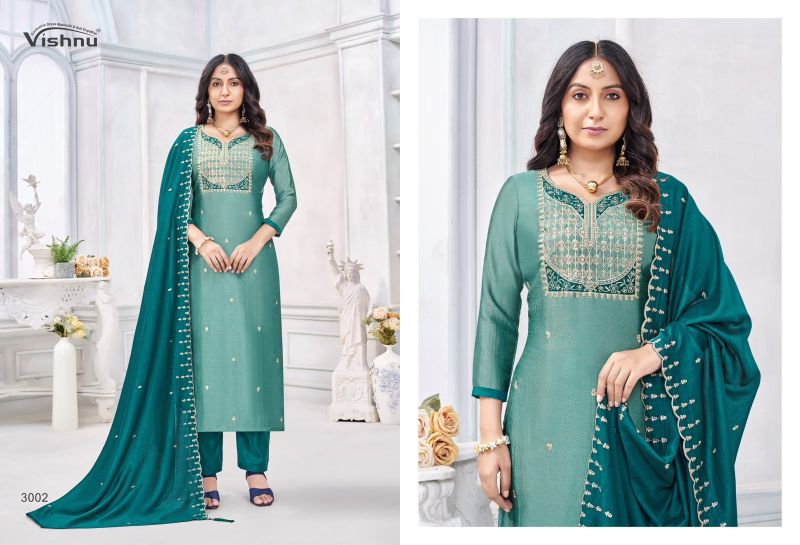 Vishnu Jamaina Vichitra Silk Embroidered Dress Material