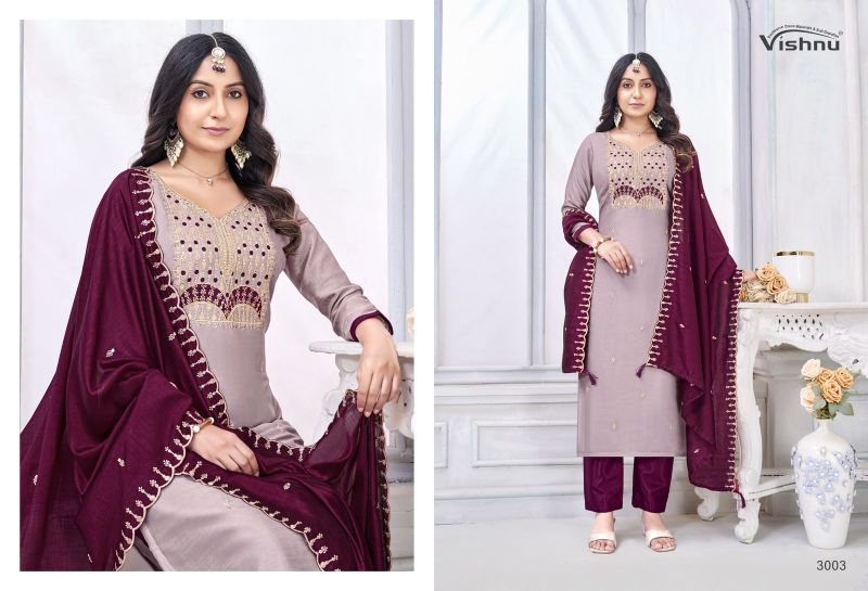 Vishnu Jamaina Vichitra Silk Embroidered Dress Material