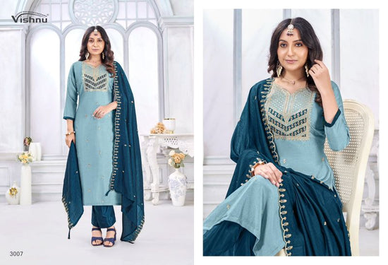 Vishnu Jamaina Vichitra Silk Embroidered Dress Material