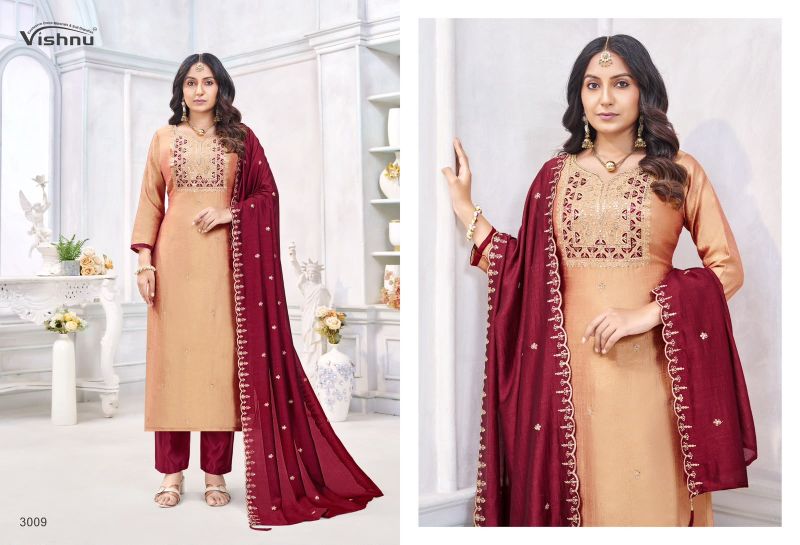 Vishnu Jamaina Vichitra Silk Embroidered Dress Material