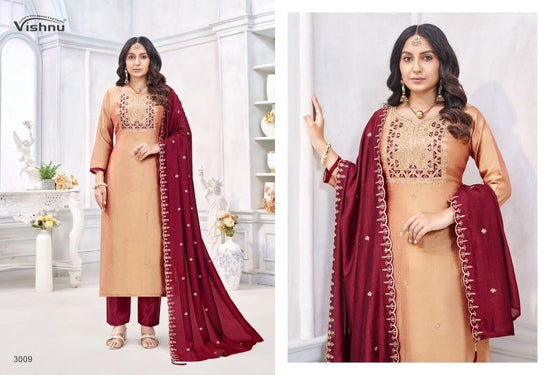 Vishnu Jamaina Vichitra Silk Embroidered Dress Material