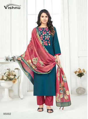 Vishnu Kajal Vatican Silk Unstitched Dress Material - Amrah Wholesale