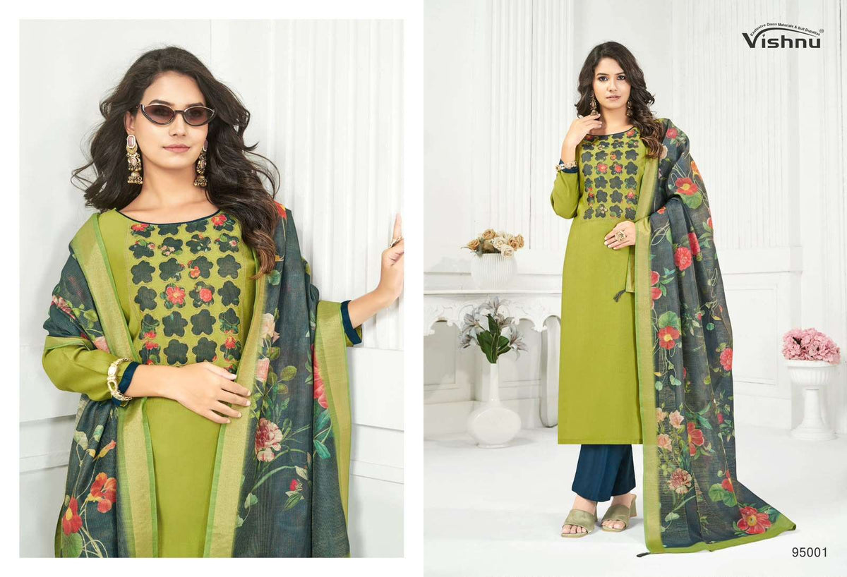Vishnu Kajal Vatican Silk Unstitched Dress Material