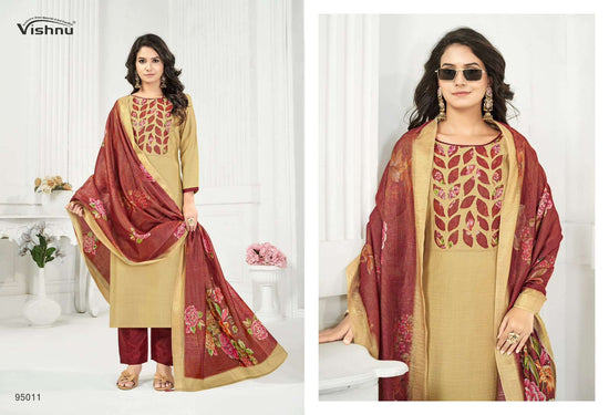 Vishnu Kajal Vatican Silk Unstitched Dress Material