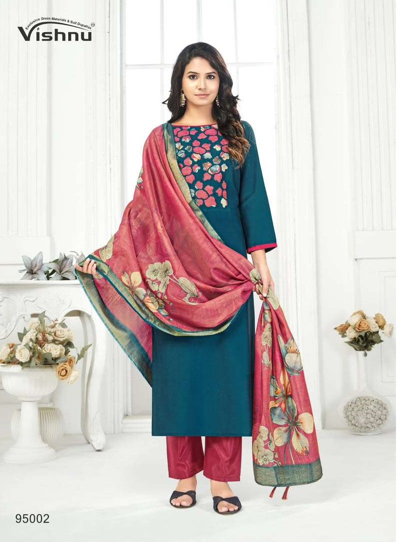 Vishnu Kajal Vatican Silk Unstitched Dress Material