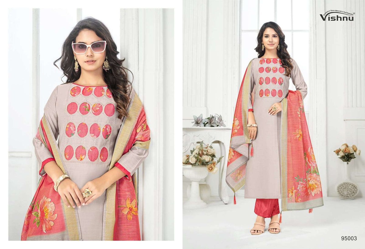 Vishnu Kajal Vatican Silk Unstitched Dress Material