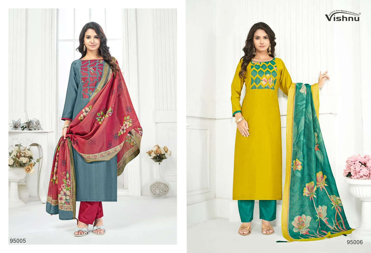 Vishnu Kajal Vatican Silk Unstitched Dress Material