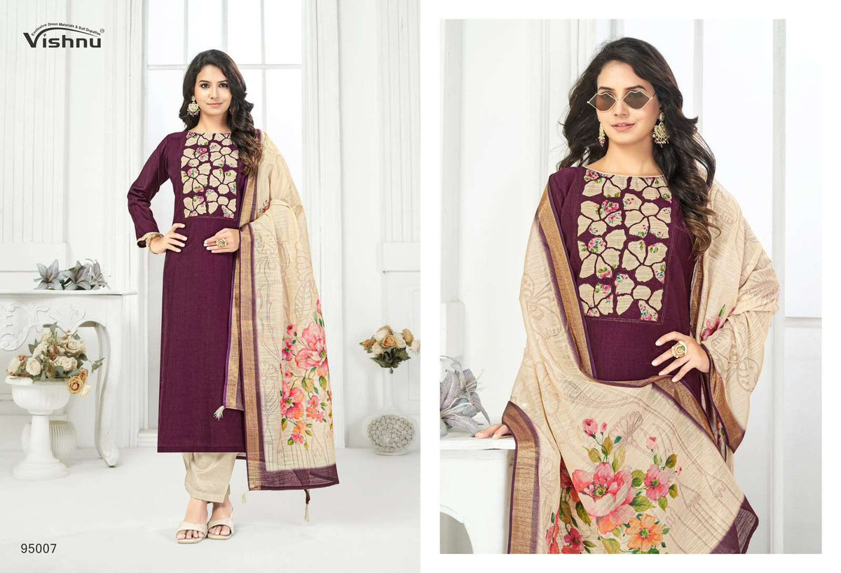 Vishnu Kajal Vatican Silk Unstitched Dress Material