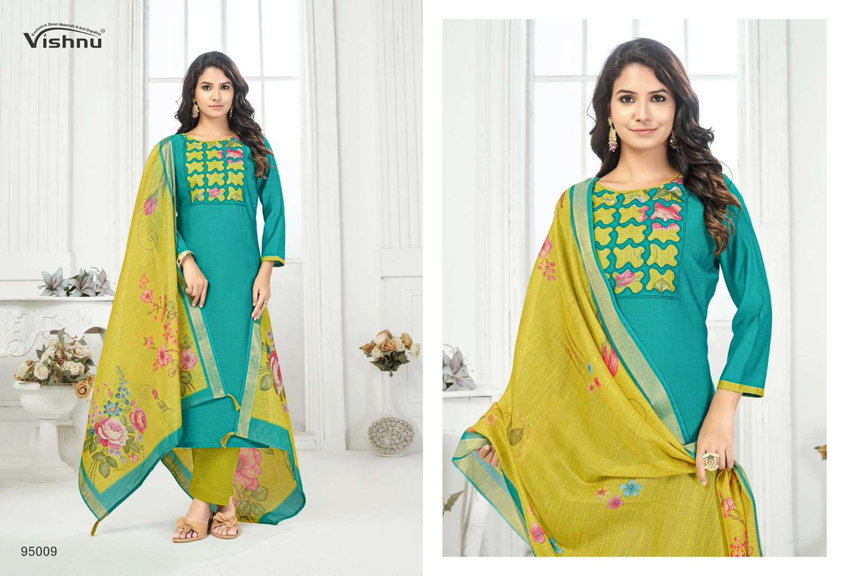 Vishnu Kajal Vatican Silk Unstitched Dress Material