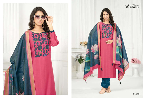 Vishnu Kajal Vatican Silk Unstitched Dress Material