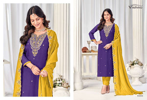 VISHNU MISBAH 83001–83012 Mal Chanderi Unstitched Pakistani Dress Material Wholesale Collection - Amrah Wholesale