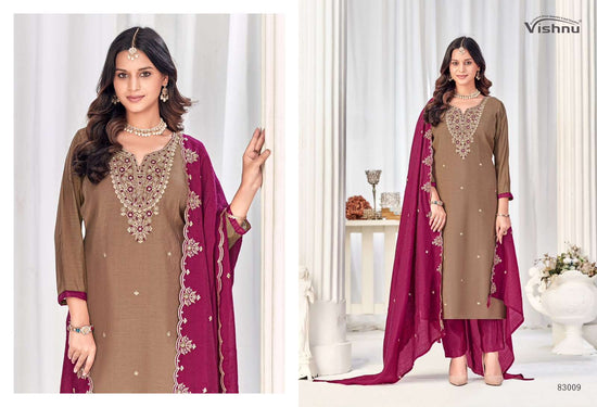 VISHNU MISBAH 83001–83012 Mal Chanderi Unstitched Pakistani Dress Material Wholesale Collection - Amrah Wholesale