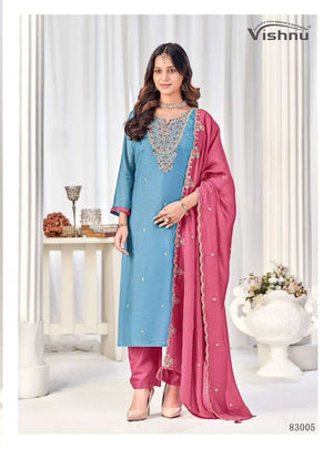 VISHNU MISBAH 83001–83012 Mal Chanderi Unstitched Pakistani Dress Material Wholesale Collection - Amrah Wholesale