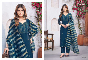 Vishnu Mohtarma Mal Chanderi Embroidery Dress Material - Amrah Wholesale