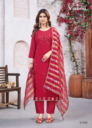 Vishnu Mohtarma Mal Chanderi Embroidery Dress Material - Amrah Wholesale