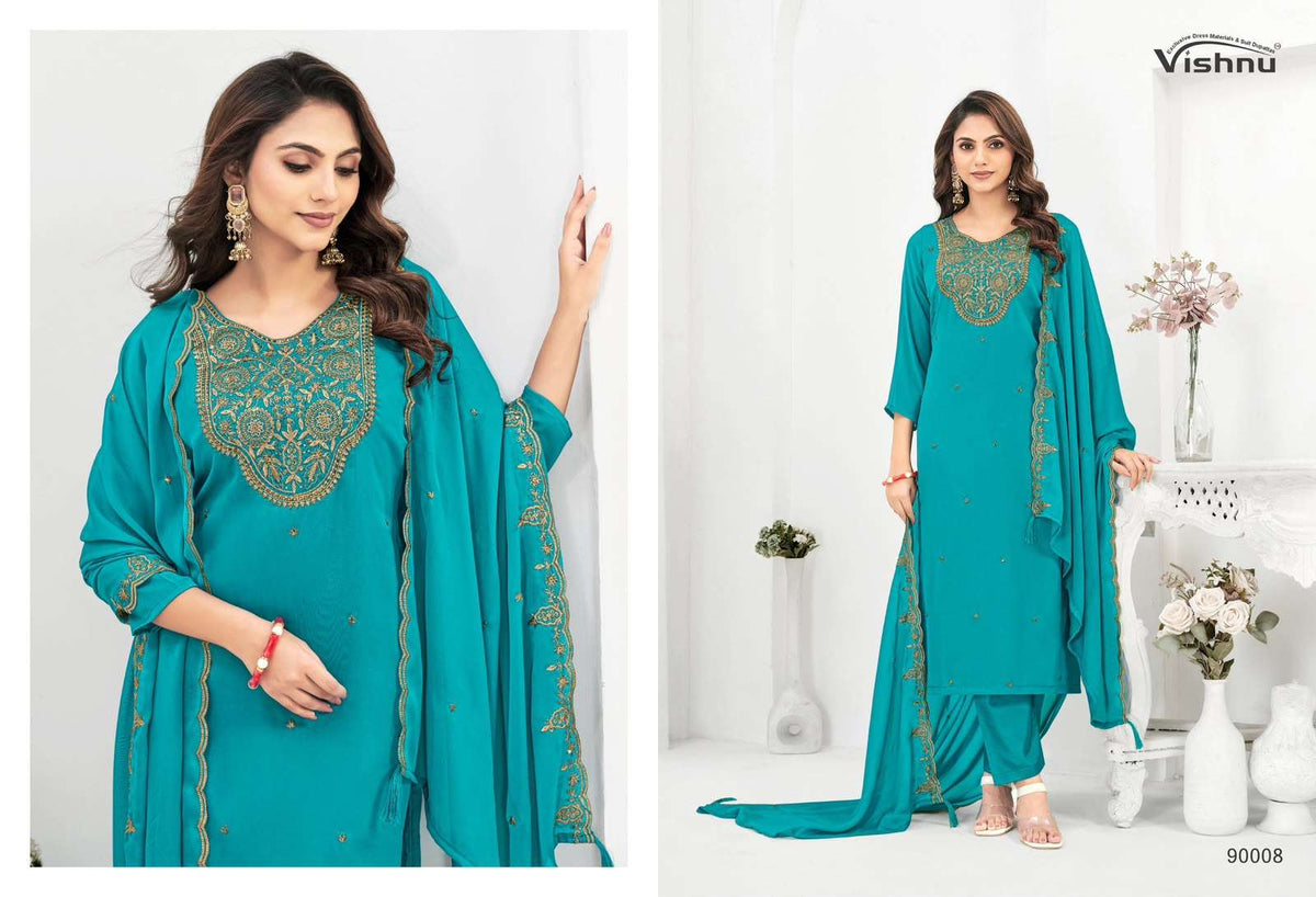 VISHNU MUBEENA Rangoli Blooming Dress Material - Amrah Wholesale