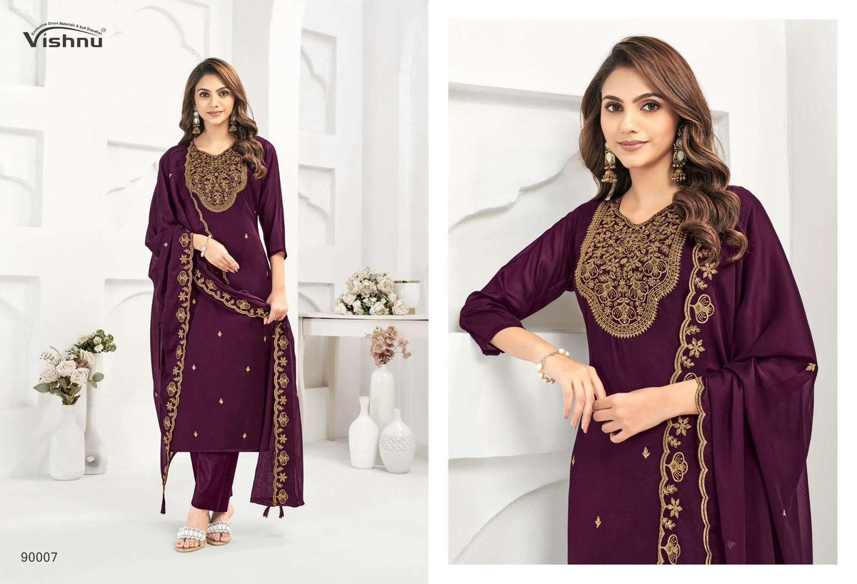 VISHNU MUBEENA Rangoli Blooming Dress Material - Amrah Wholesale