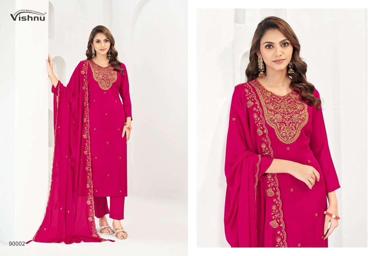 VISHNU MUBEENA Rangoli Blooming Dress Material - Amrah Wholesale