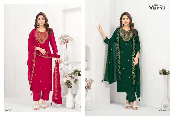 VISHNU MUBEENA Rangoli Blooming Dress Material - Amrah Wholesale