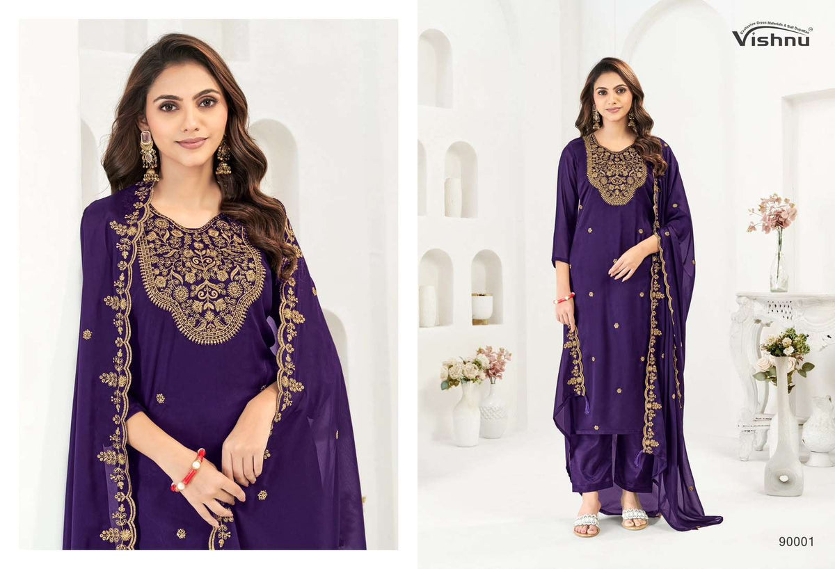VISHNU MUBEENA Rangoli Blooming Dress Material - Amrah Wholesale