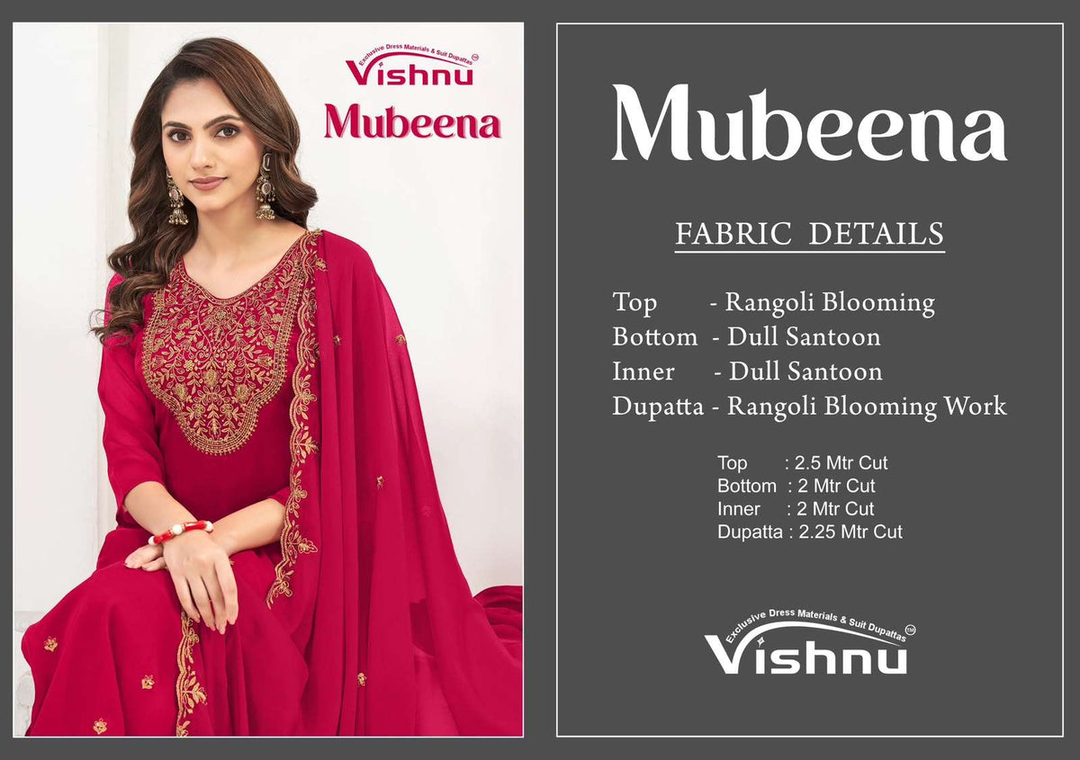 VISHNU MUBEENA Rangoli Blooming Dress Material - Amrah Wholesale