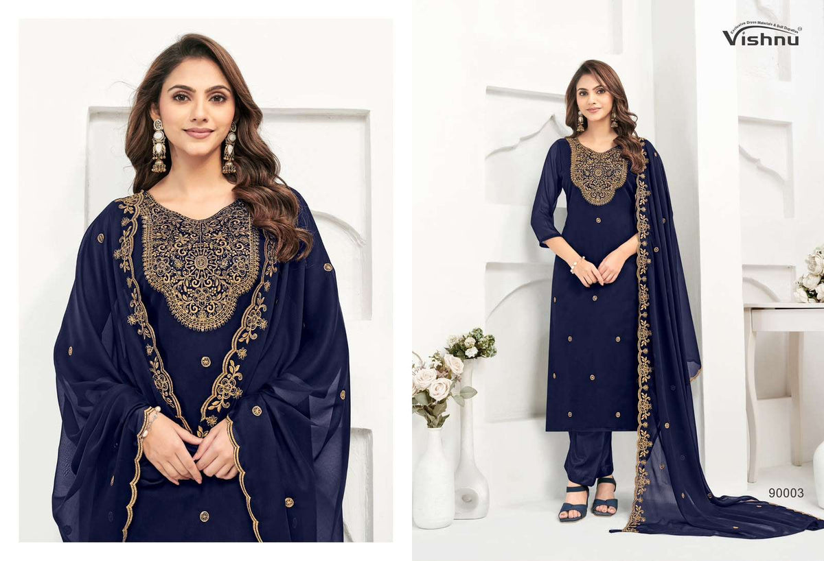 VISHNU MUBEENA Rangoli Blooming Dress Material - Amrah Wholesale