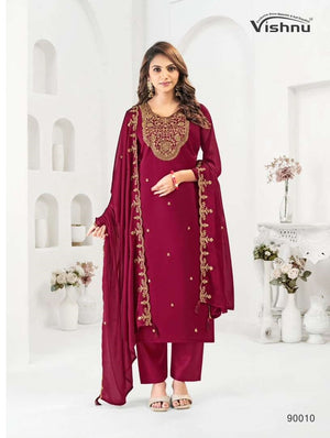 VISHNU MUBEENA Rangoli Blooming Dress Material