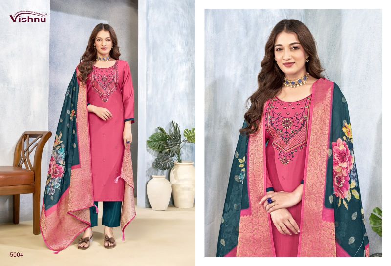 Vishnu Sarita Vertican Silk Embroidered Dress Material
