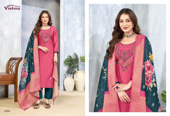 Vishnu Sarita Vertican Silk Embroidered Dress Material