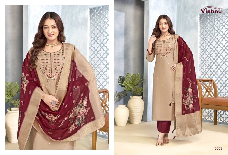 Vishnu Sarita Vertican Silk Embroidered Dress Material