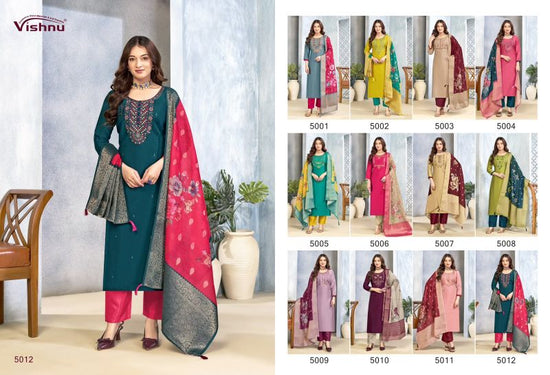 Vishnu Sarita Vertican Silk Embroidered Dress Material