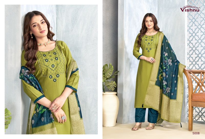 Vishnu Sarita Vertican Silk Embroidered Dress Material