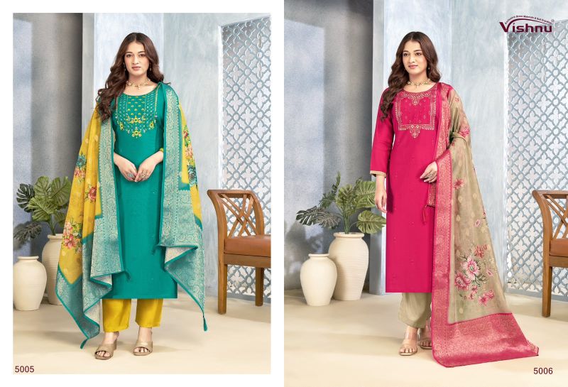 Vishnu Sarita Vertican Silk Embroidered Dress Material