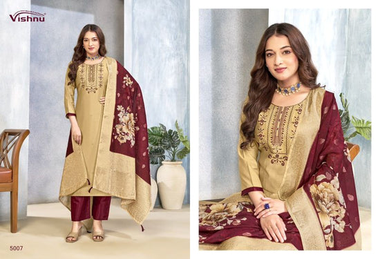 Vishnu Sarita Vertican Silk Embroidered Dress Material