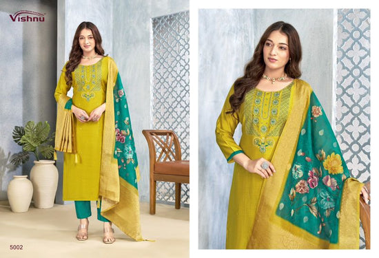 Vishnu Sarita Vertican Silk Embroidered Dress Material