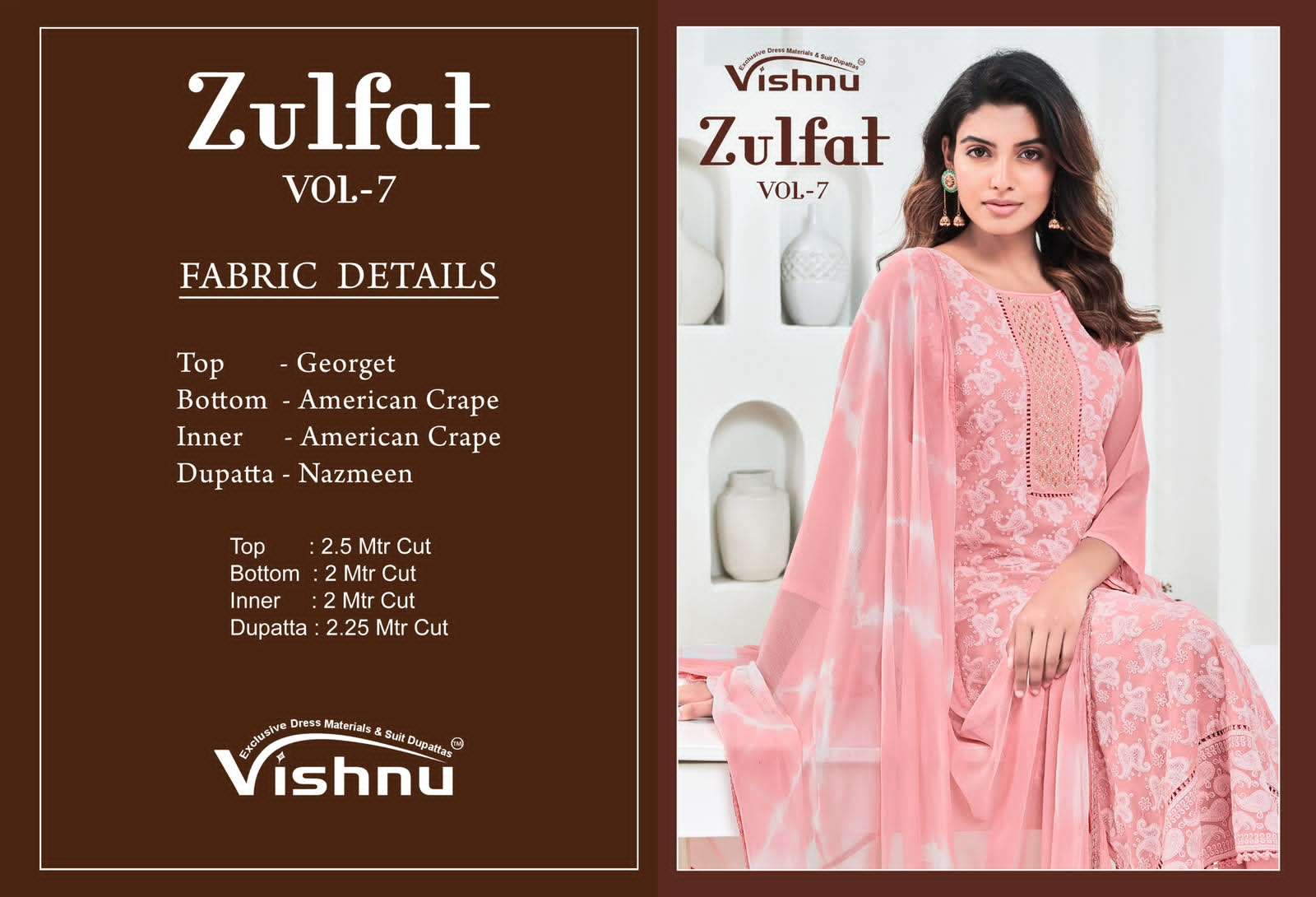 Vishnu Zulfat Vol 7 Georgette Designer Salwar Suit Set
