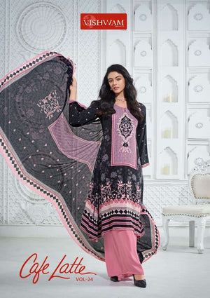 Vishwam Fabrics Cafe Latte Vol 24 Digital Printed Crepe Dress Material