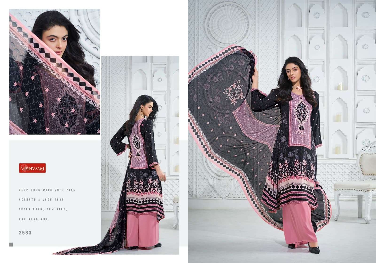 Vishwam Fabrics Cafe Latte Vol 24 Digital Printed Crepe Dress Material
