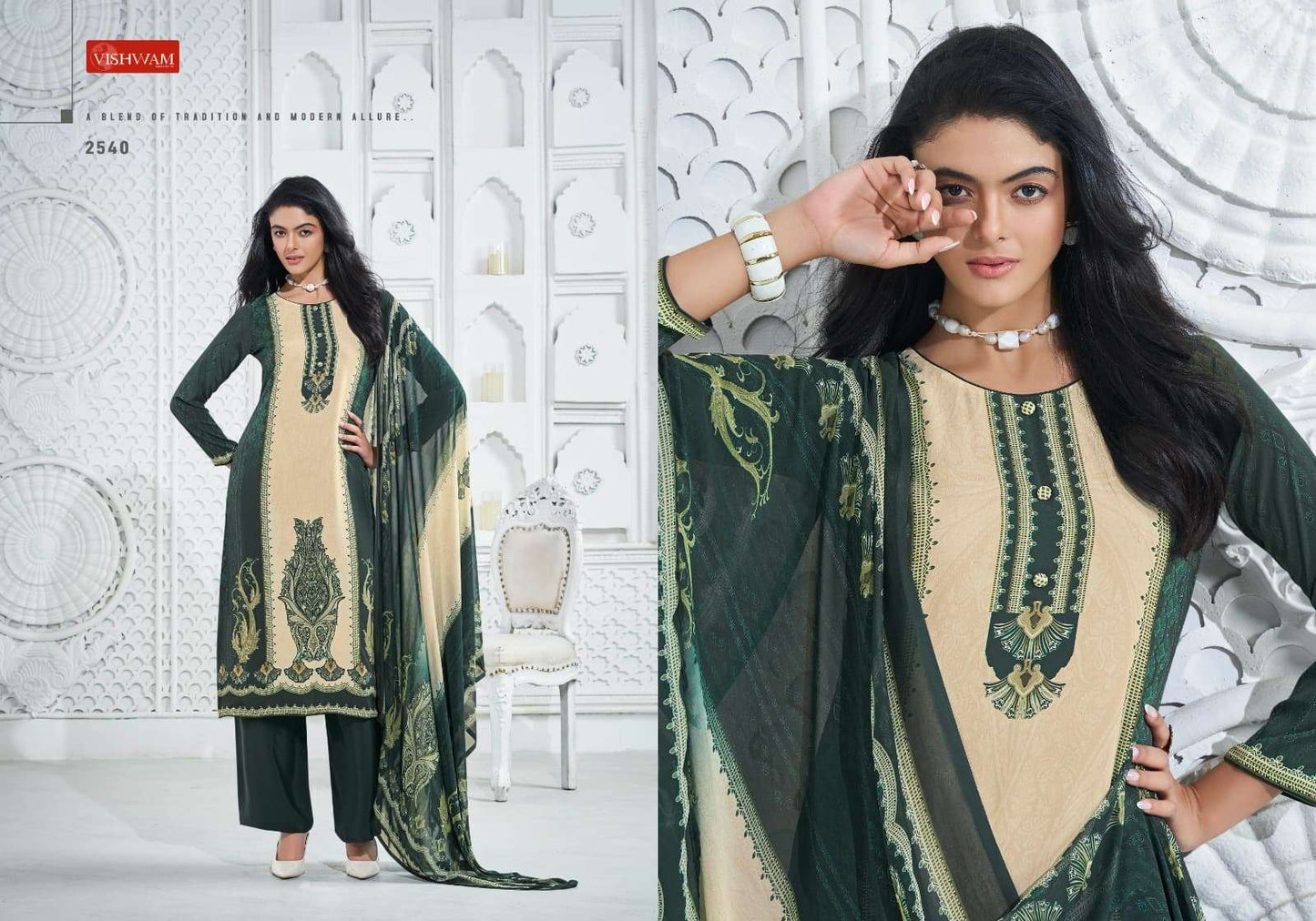 Vishwam Fabrics Cafe Latte Vol 24 Digital Printed Crepe Dress Material
