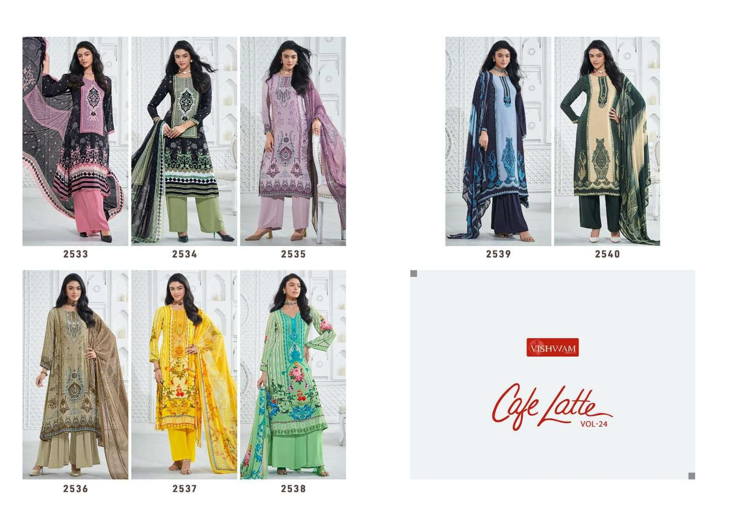 Vishwam Fabrics Cafe Latte Vol 24 Digital Printed Crepe Dress Material