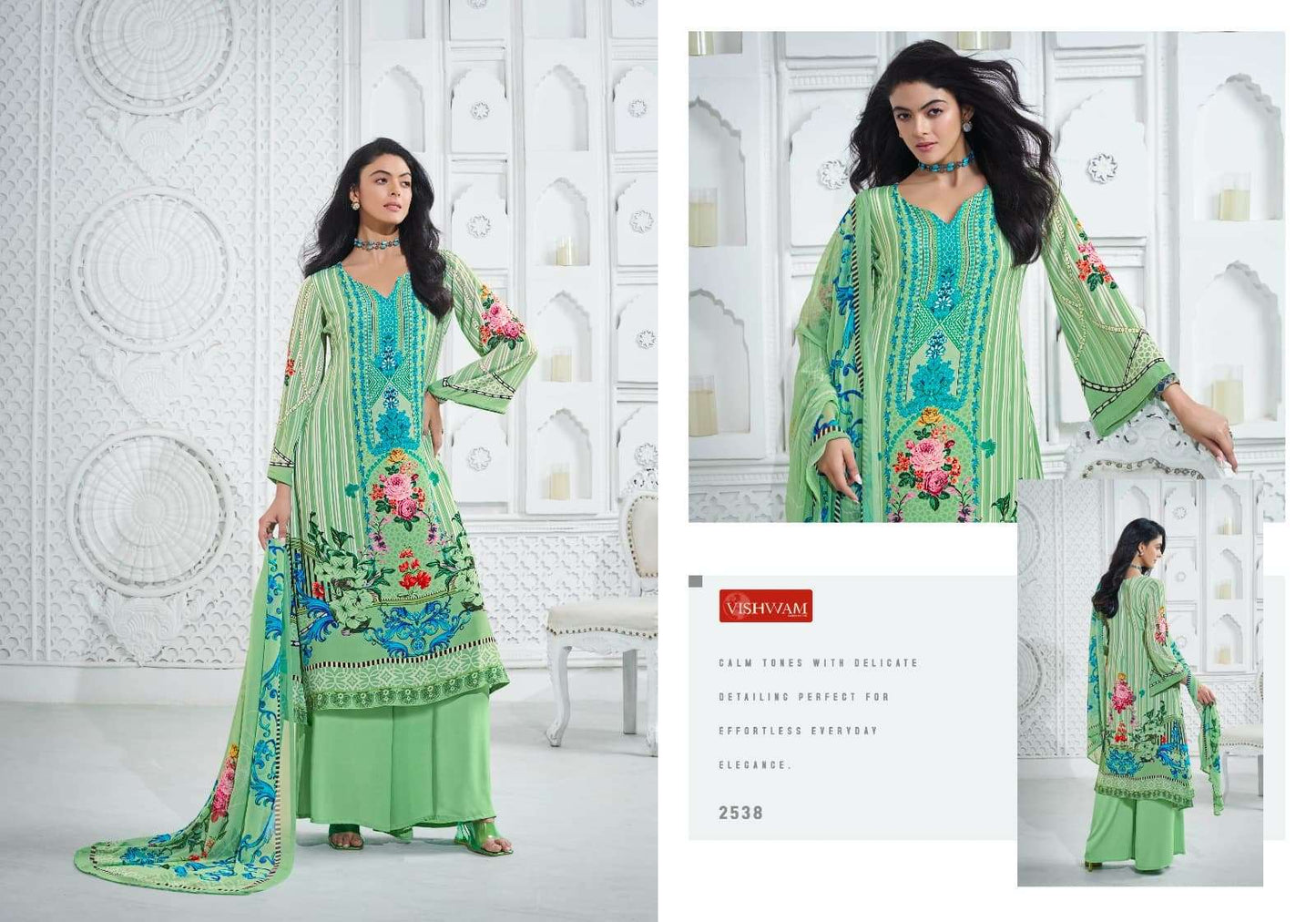 Vishwam Fabrics Cafe Latte Vol 24 Digital Printed Crepe Dress Material