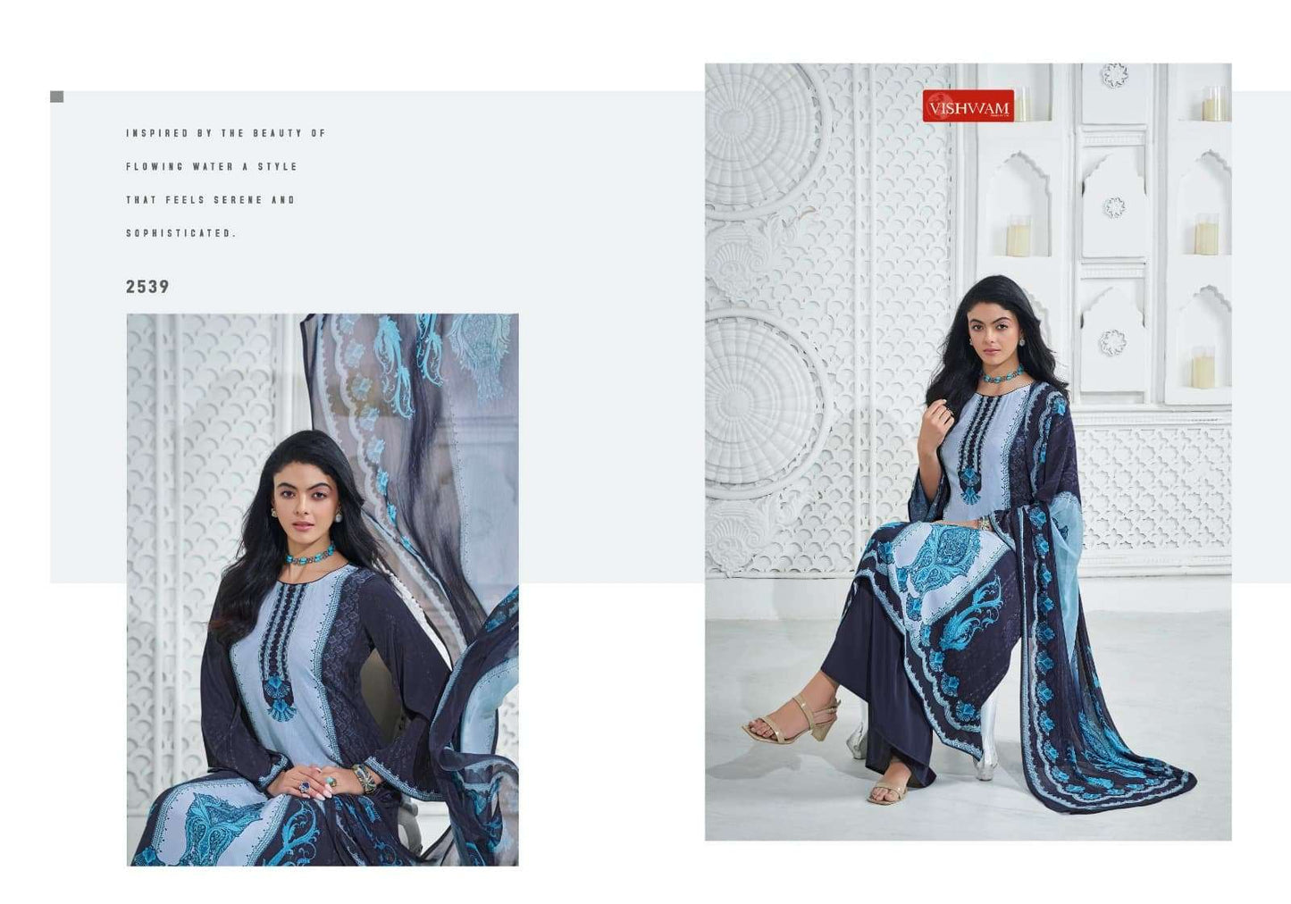 Vishwam Fabrics Cafe Latte Vol 24 Digital Printed Crepe Dress Material