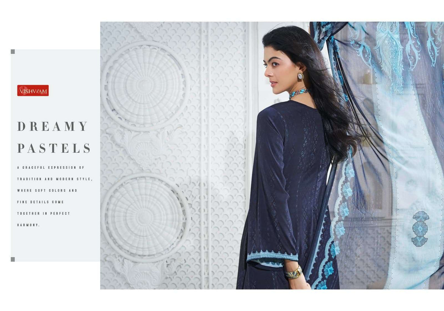 Vishwam Fabrics Cafe Latte Vol 24 Digital Printed Crepe Dress Material