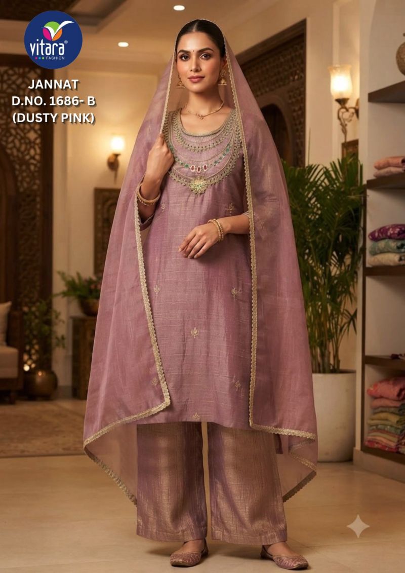 Vitara Fashion Jannat Salsa Embroidered Kurti Pant Dupatta Set