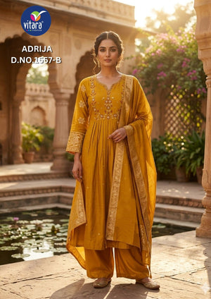 Vitara Fashion Vitara Adrija Mul Chanderi Kurti Pant Dupatta Set - Amrah Wholesale