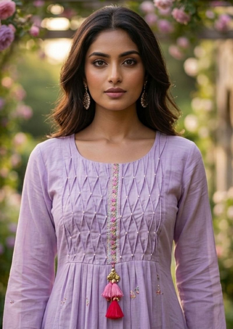Vitara Khyati Mal Cotton Embroidered Hand Work Kurti Pant Dupatta Set