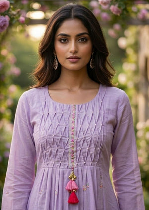 Vitara Khyati Mal Cotton Embroidered Hand Work Kurti Pant Dupatta Set