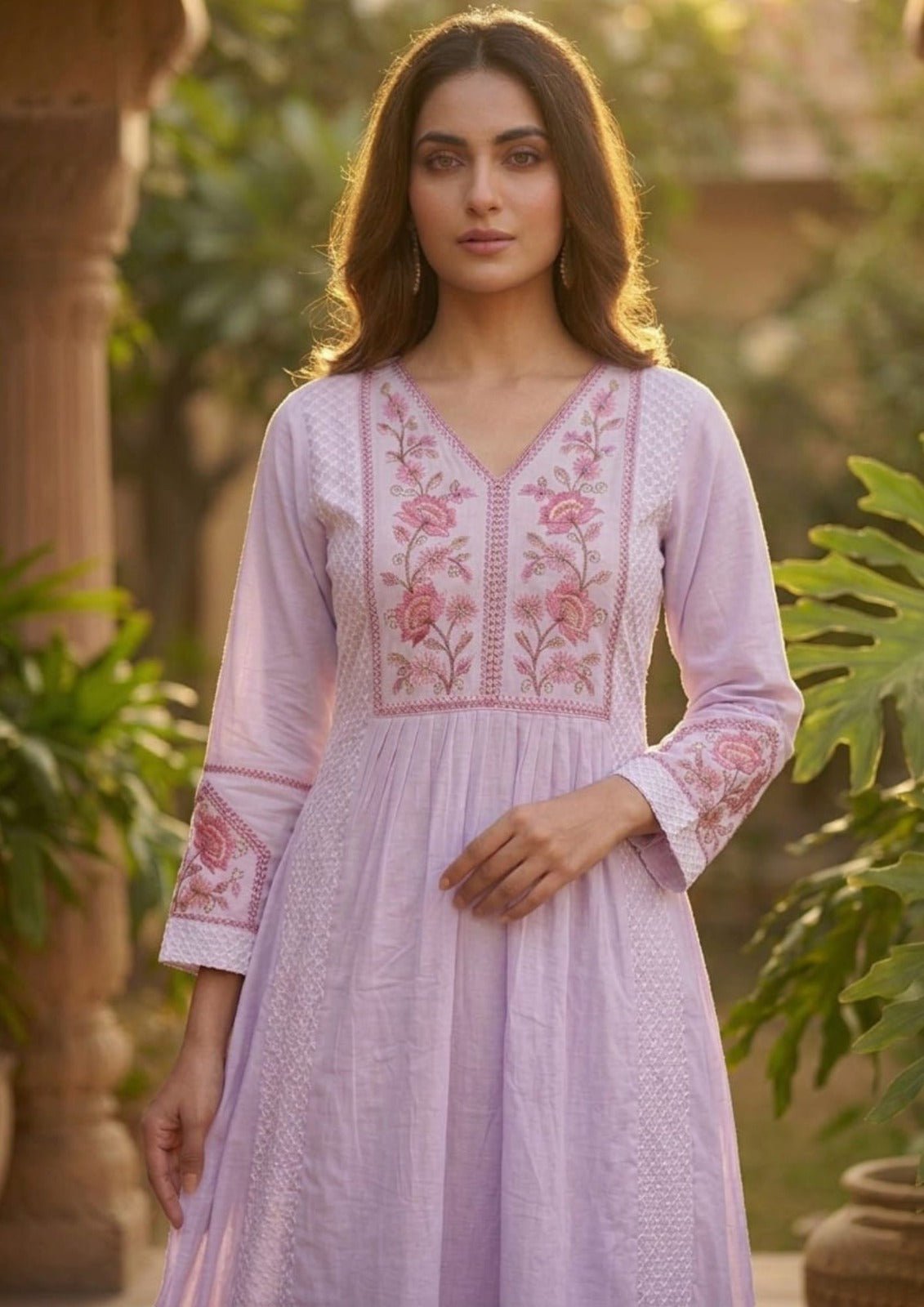 Vitara Ravina Cambric Cotton Embroidered Kurti Pant Dupatta Set - Amrah Wholesale