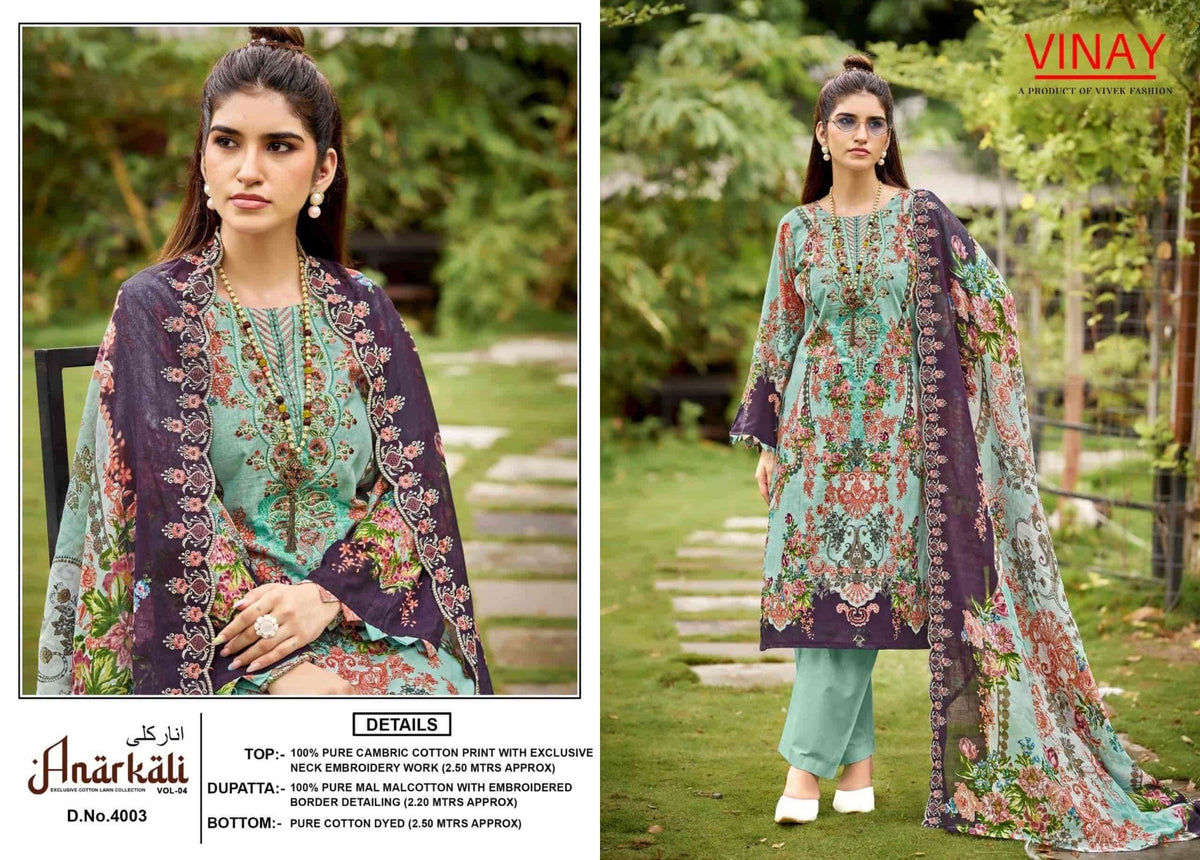Vivek Fashion Anarkali Vol 4 Cambric Cotton Dress Material - Amrah Wholesale
