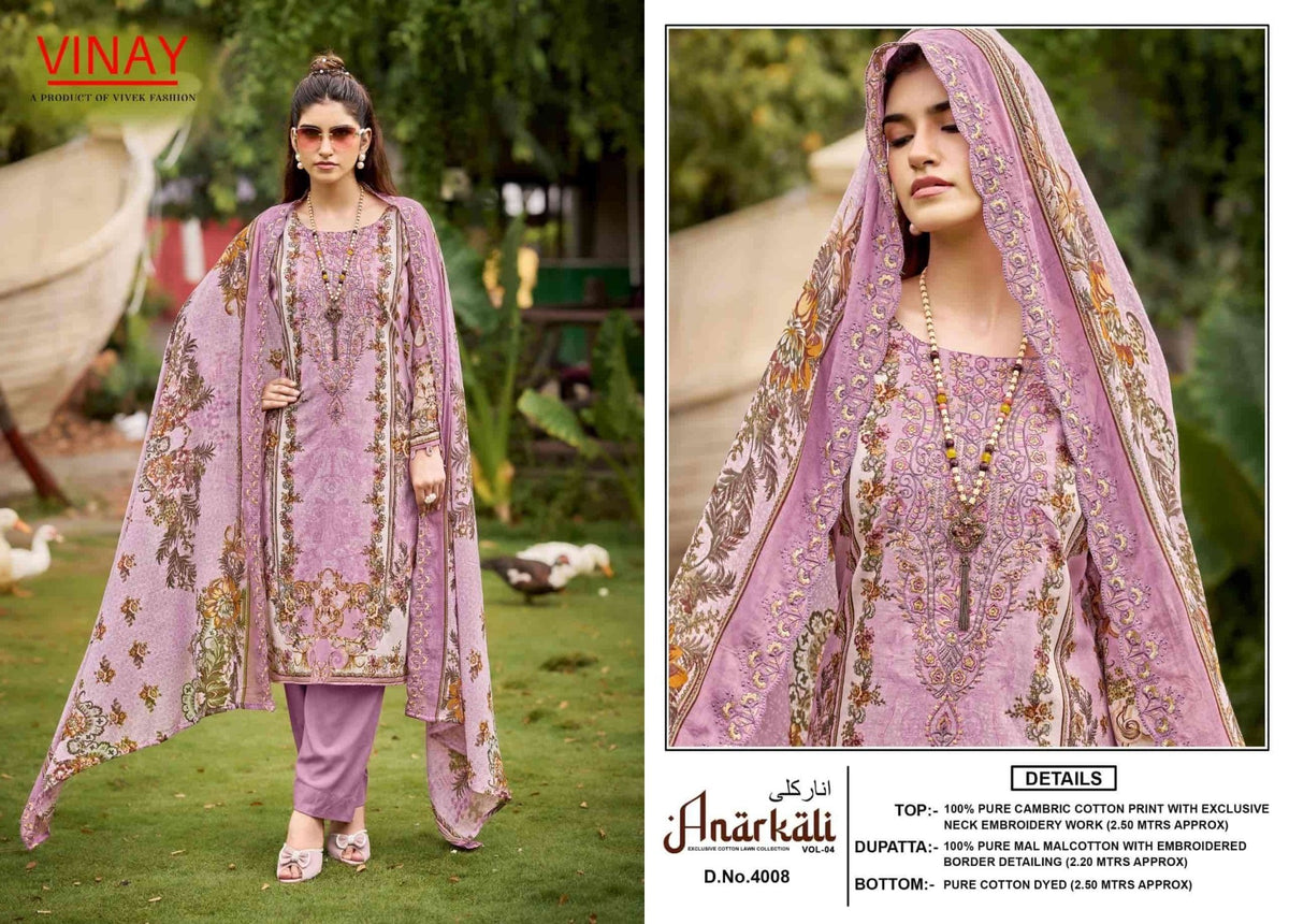 Vivek Fashion Anarkali Vol 4 Cambric Cotton Dress Material - Amrah Wholesale